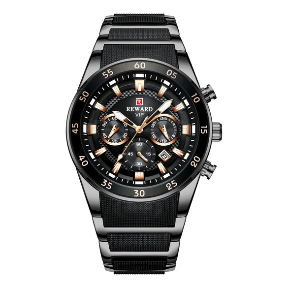 Men's Alloy Case Stainless Steel Band Round Dial Business Casual Quartz Watch