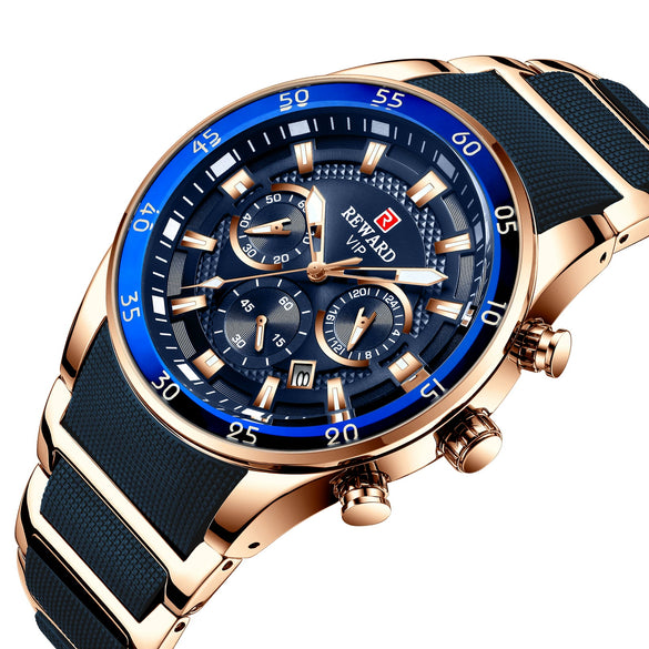 Men's Alloy Case Stainless Steel Band Round Dial Business Casual Quartz Watch
