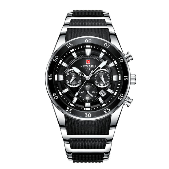Men's Alloy Case Stainless Steel Band Round Dial Business Casual Quartz Watch