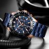 Men's Alloy Case Stainless Steel Band Round Dial Business Quartz Watch With Chronograph And Calendar