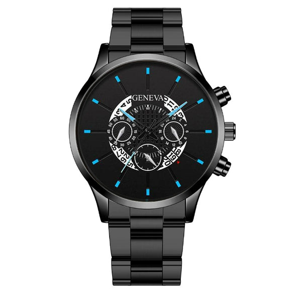 Men's Alloy Case Stainless Steel Band Round Dial Fashion Quartz Watch