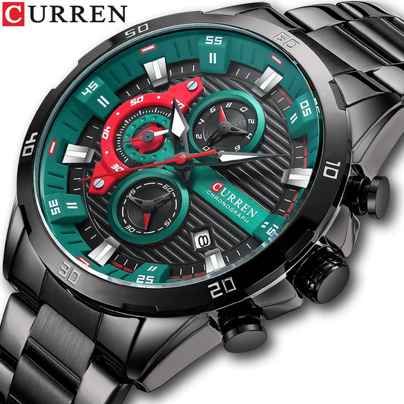 Men's Alloy Case Stainless Steel Band Round Dial Quartz Business Watch