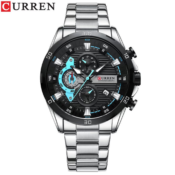 Men's Alloy Case Stainless Steel Band Round Dial Quartz Business Watch