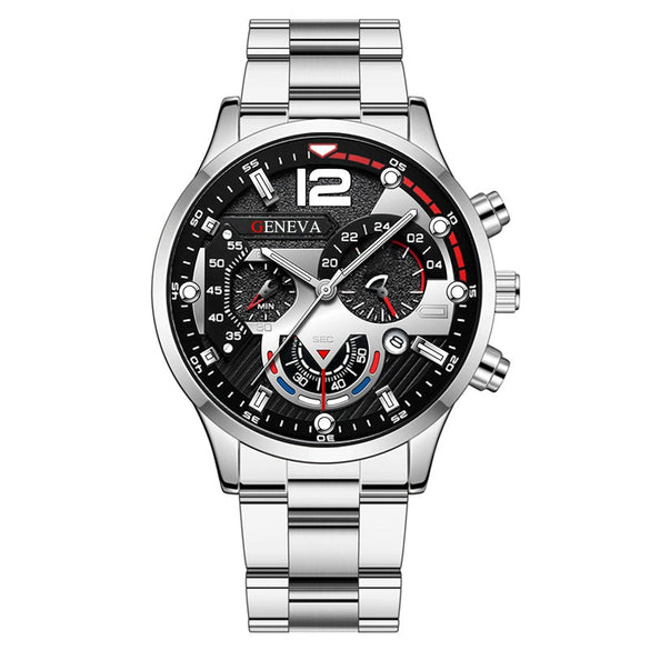 Men's Alloy Case Stainless Steel Band Round Dial Quartz Sport Luminous Leisure Watch