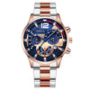 Men's Alloy Case Stainless Steel Band Round Dial Quartz Sport Luminous Leisure Watch
