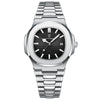 Men's Alloy Case Stainless Steel Band Square Dial Business Waterproof Luminous Quartz Watch
