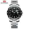 Men's Alloy Case Stainless Steel Belt Quartz Sports Watch With Magnifier Calendar Luminous Feature And Mineral Strengthened Glass Mirror