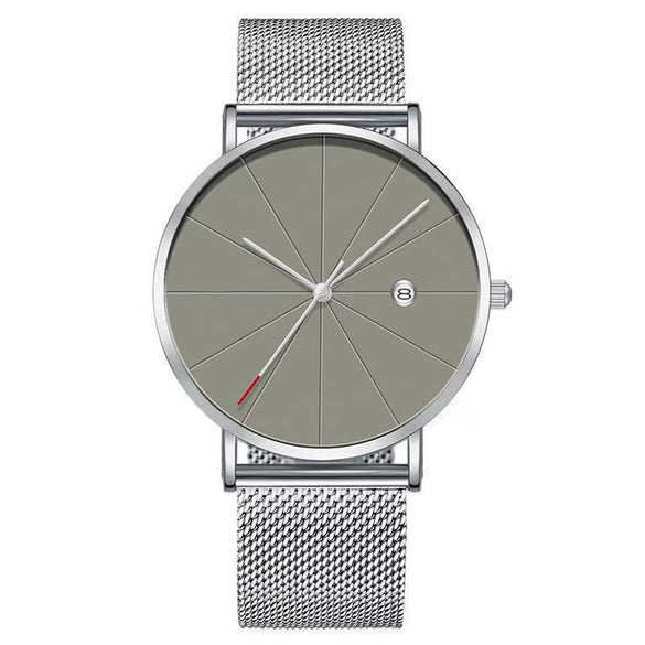 Men's Alloy Case Stainless Steel Strap Pin Buckle Round Dial Leisure Quartz Watch