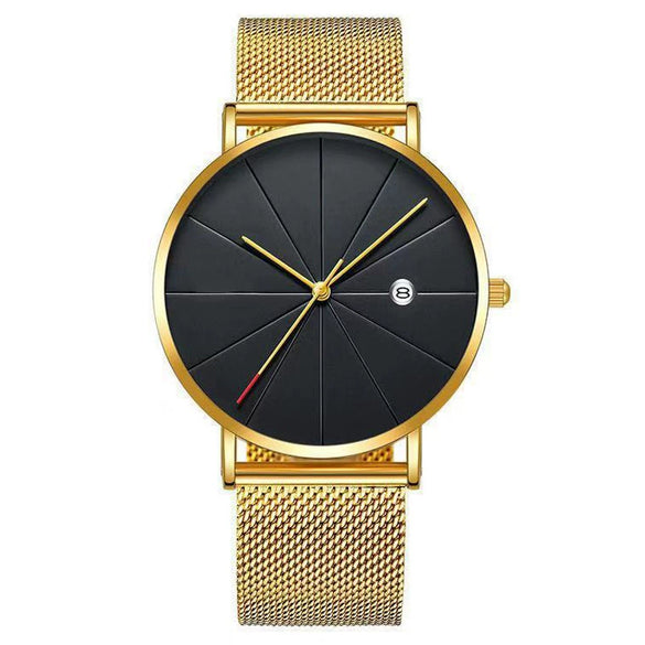 Men's Alloy Case Stainless Steel Strap Pin Buckle Round Dial Leisure Quartz Watch