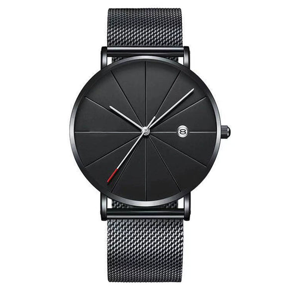 Men's Alloy Case Stainless Steel Strap Pin Buckle Round Dial Leisure Quartz Watch