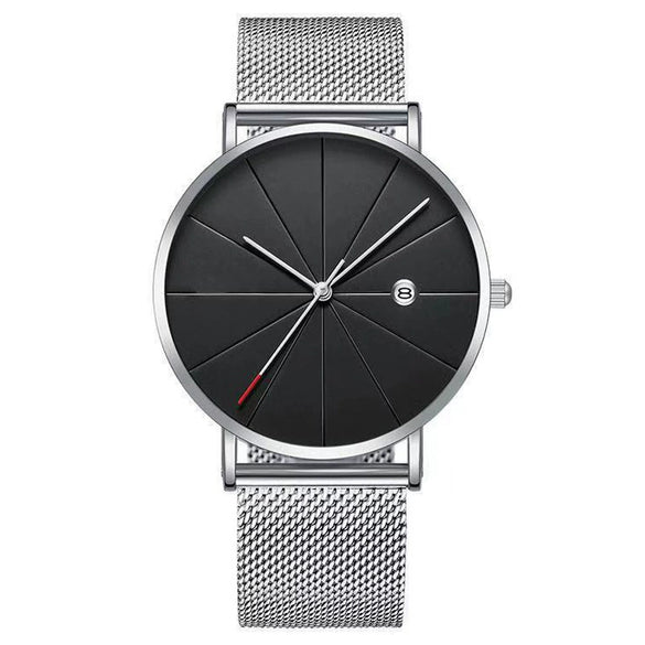 Men's Alloy Case Stainless Steel Strap Pin Buckle Round Dial Leisure Quartz Watch