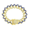 Men's Alloy Cuban Chain Bracelet With Diamond And Geometric Design Hiphop Style Magnet Buckle