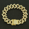 Men's Alloy Cuban Chain Bracelet With Diamond And Geometric Design Hiphop Style Magnet Buckle