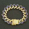Men's Alloy Cuban Chain Bracelet With Diamond And Geometric Design Hiphop Style Magnet Buckle