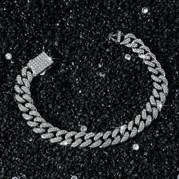 Men's Alloy Cuban Chain Hiphop Geometric Diamond Design Necklace
