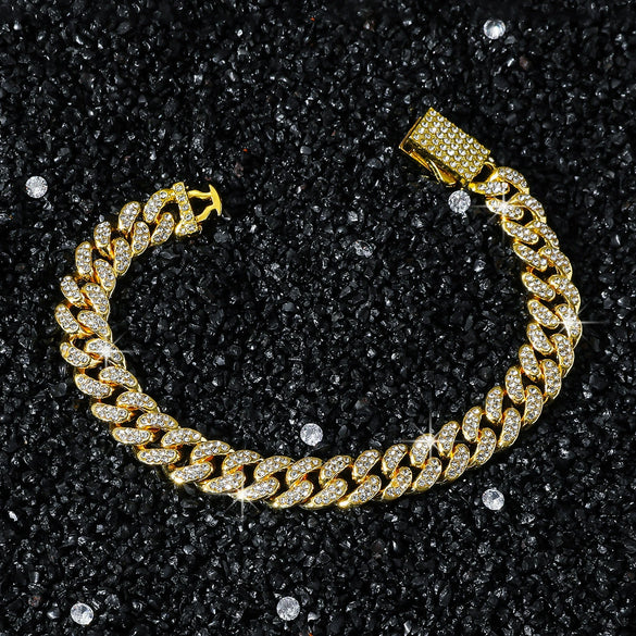 Men's Alloy Cuban Chain Hiphop Geometric Diamond Design Necklace