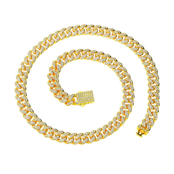 Men's Alloy Cuban Chain Hiphop Geometric Diamond Design Necklace