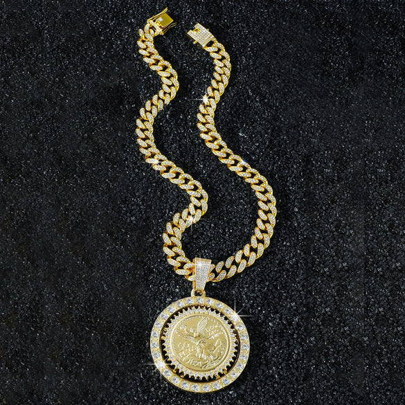 Men's Alloy Cuban Chain Hiphop Style Angel Pendant Necklace With Cartoon Characters And Electroplating