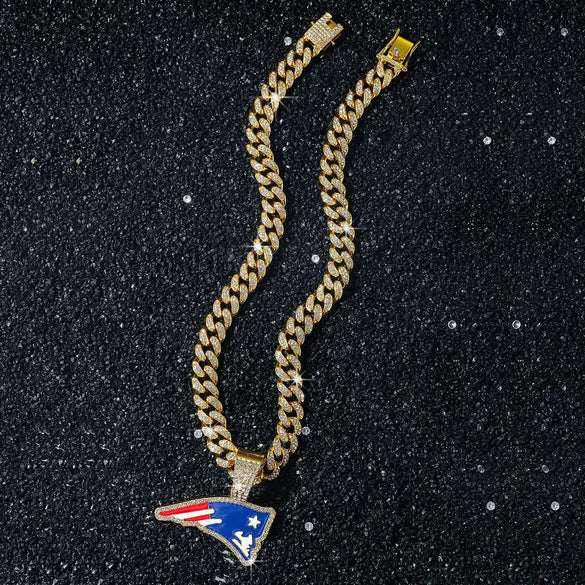 Men's Alloy Cuban Chain Hiphop Style Geometric American Flag Eagle Beak Pendant Necklace With Electroplating