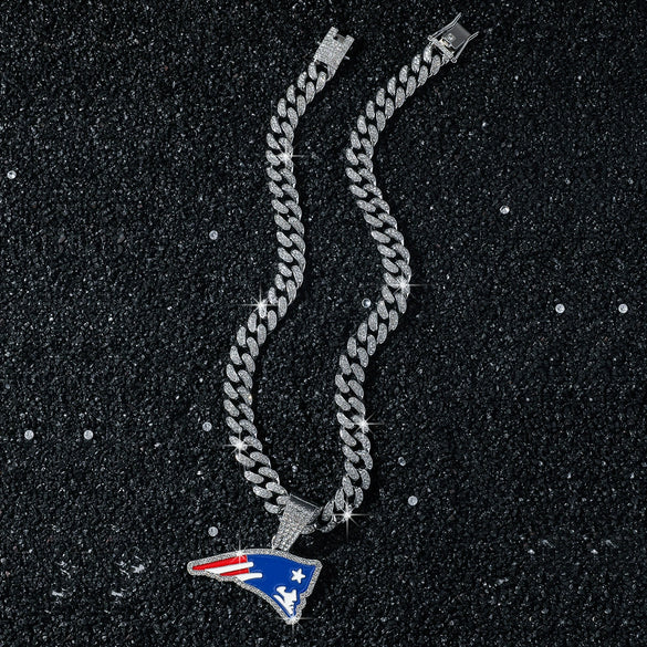 Men's Alloy Cuban Chain Hiphop Style Geometric American Flag Eagle Beak Pendant Necklace With Electroplating