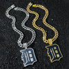 Men's Alloy Cuban Chain Hiphop Style Oil Dripping Baseball Team Logo Pendant Necklace With Electroplating
