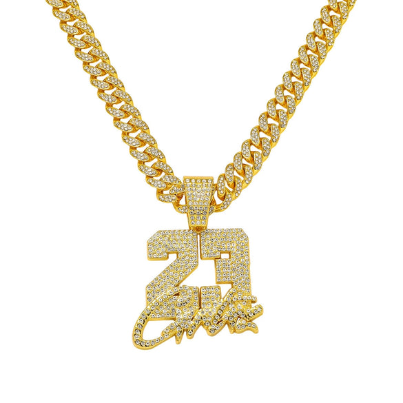 Men's Alloy Cuban Chain Hiphop Style Pendant Necklace With Letters Numbers Text Pattern And Electroplating