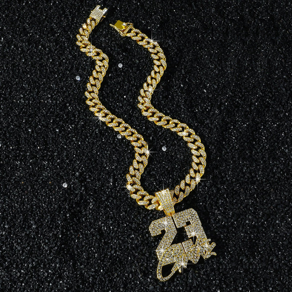 Men's Alloy Cuban Chain Hiphop Style Pendant Necklace With Letters Numbers Text Pattern And Electroplating