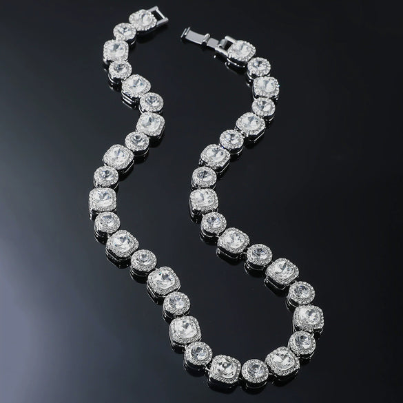 Men's Alloy Cuban Chain Jewelry With Geometric Pattern And Diamond Design Punk Style