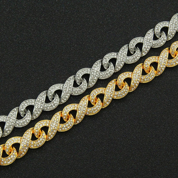 Men's Alloy Cuban Chain Necklace With Diamond And Geometric Design Hip Hop Style