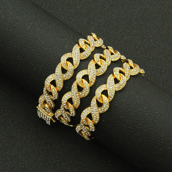Men's Alloy Cuban Chain Necklace With Diamond And Geometric Design Hip Hop Style