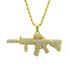 Men's Alloy Diamondencrusted Geometric Ak47 Submachine Gun Pendant Necklace With Twist Chain
