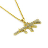Men's Alloy Diamondencrusted Geometric Ak47 Submachine Gun Pendant Necklace With Twist Chain