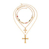 Men's Alloy Geometric Cross Handmade Diamond Pearl Clavicle Chain Jewelry