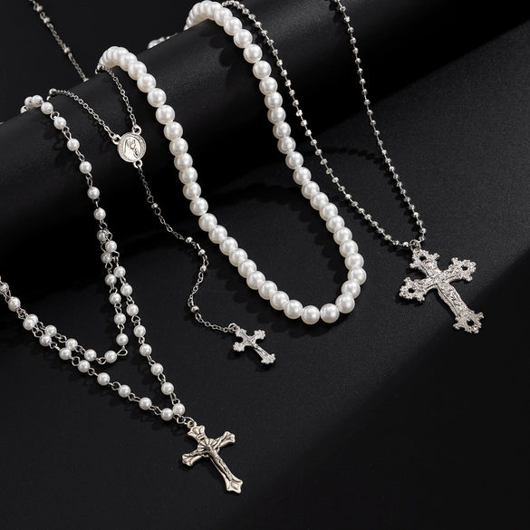 Men's Alloy Geometric Cross Handmade Pendant Necklace Jewelry