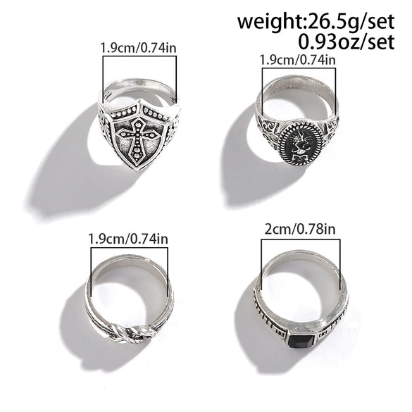 Men's Alloy Geometric Cross Ring With Electroplating Treatment Hiphop Style