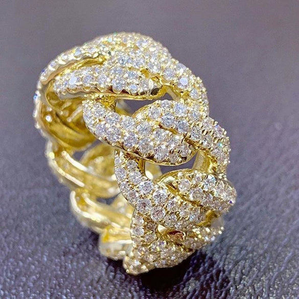 Men's Alloy Geometric Diamond Hip Hop Winding Chain Ring Accessories