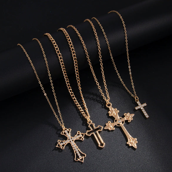 Men's Alloy Geometric Diamond Set Pendant Necklace Hiphop Niche Highgrade Clavicle Chain Jewelry