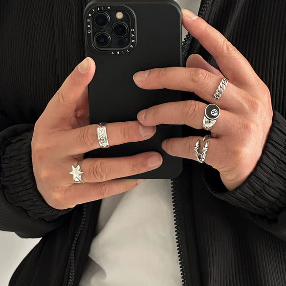 Men's Alloy Geometric Eagle Claw Chain Ring Jewelry With Electroplating Hip Hop Style