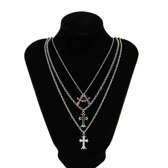 Men's Alloy Geometric Handmade Cross Hiphop Niche Stacked Clavicle Chain Jewelry