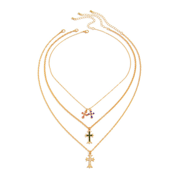 Men's Alloy Geometric Handmade Cross Hiphop Niche Stacked Clavicle Chain Jewelry