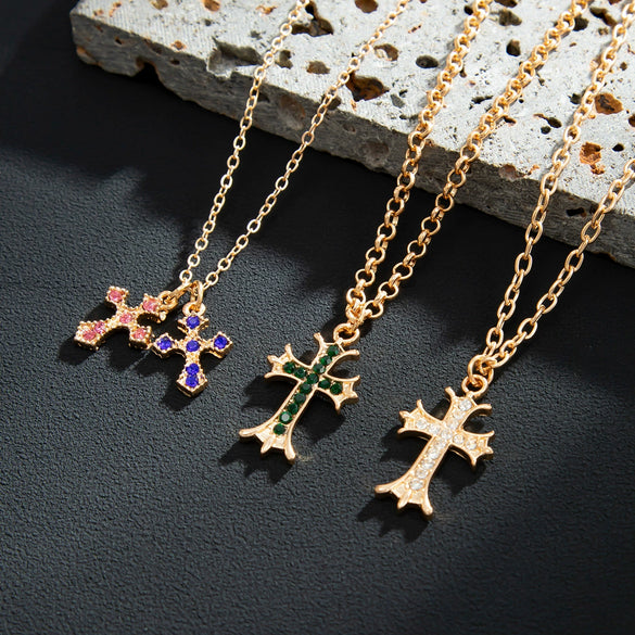 Men's Alloy Geometric Handmade Cross Hiphop Niche Stacked Clavicle Chain Jewelry