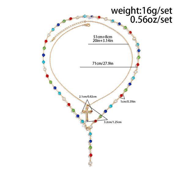 Men's Alloy Geometric Handmade Crystal Cross Pendant Necklace
