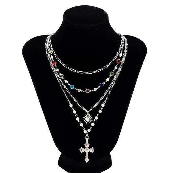 Men's Alloy Geometric Handmade Hiphop Fashion Sun Pendant Clavicle Chain Necklace Jewelry