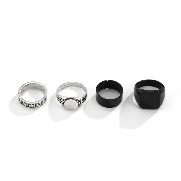 Men's Alloy Geometric Irregular Ring Set Electroplated Cold Style Punk Tail Ring