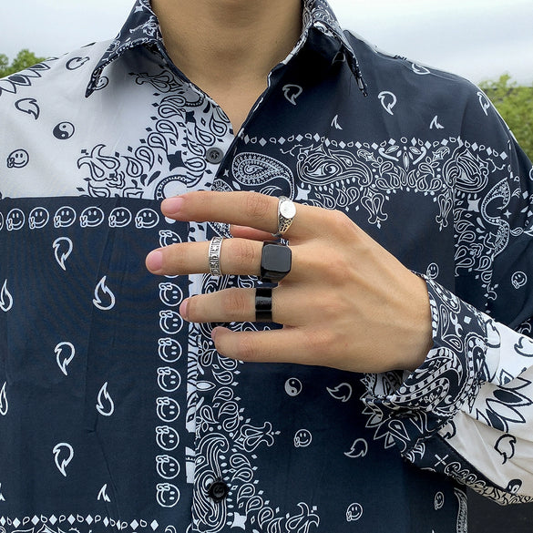 Men's Alloy Geometric Irregular Ring Set Electroplated Cold Style Punk Tail Ring