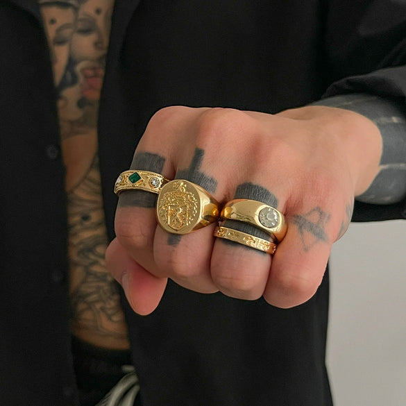 Men's Alloy Geometric Pattern Electroplated Hiphop Ring