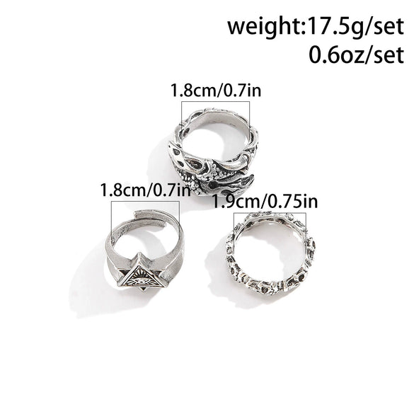Men's Alloy Geometric Retro Sixpointed Star Ring And Bracelet With Electroplating