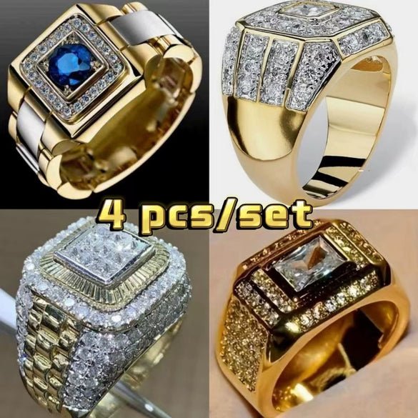 Men's Alloy Geometric Ring Set With Electroplating Treatment