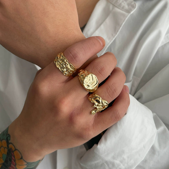 Men's Alloy Geometric Ring With Electroplating Light Luxury Niche Highend Retro Style