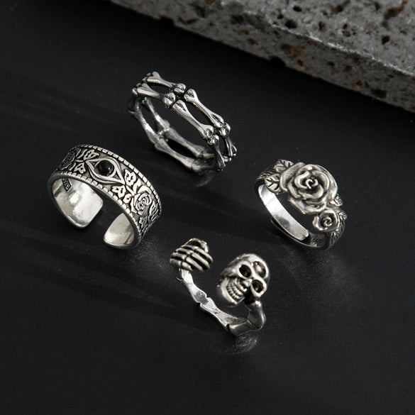 Men's Alloy Geometric Skull Ghost Claw Ring With Electroplating